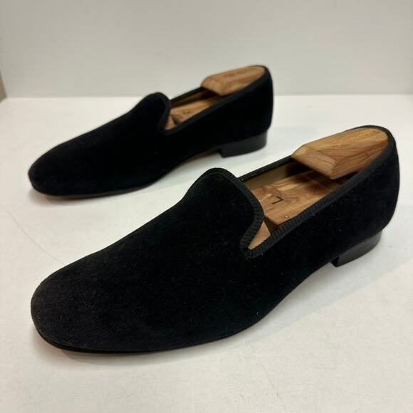 VERY GOOD Tricker's Churchill Velvet Slipper Black Handmade in England 9 / US 10 - Picture 4 of 11